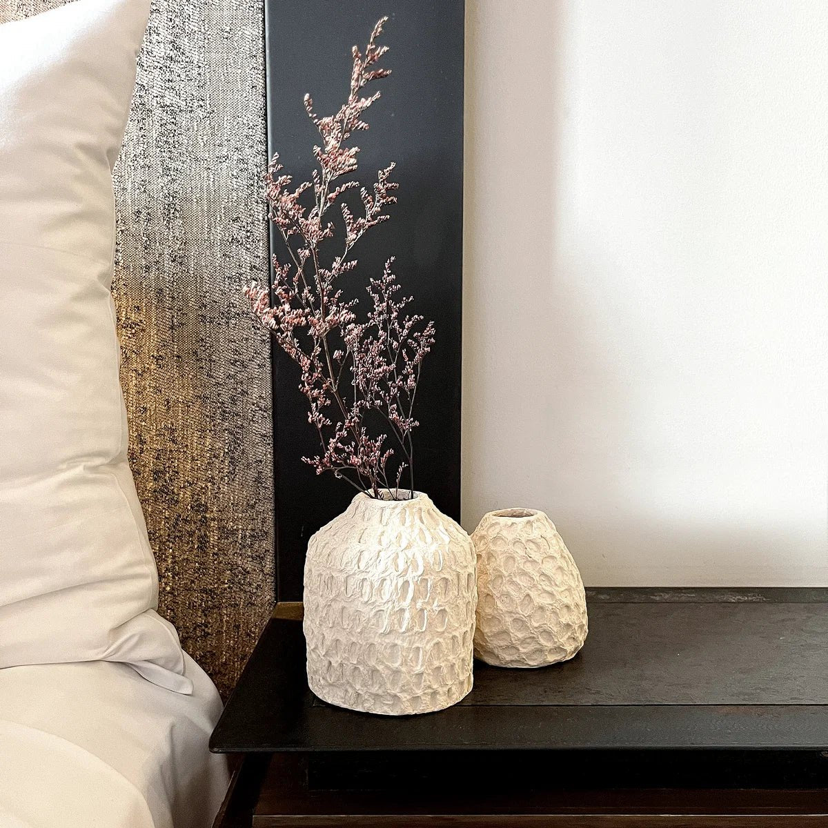 Cotton Stone Jar Vase -Matteurs- Nest & Bird