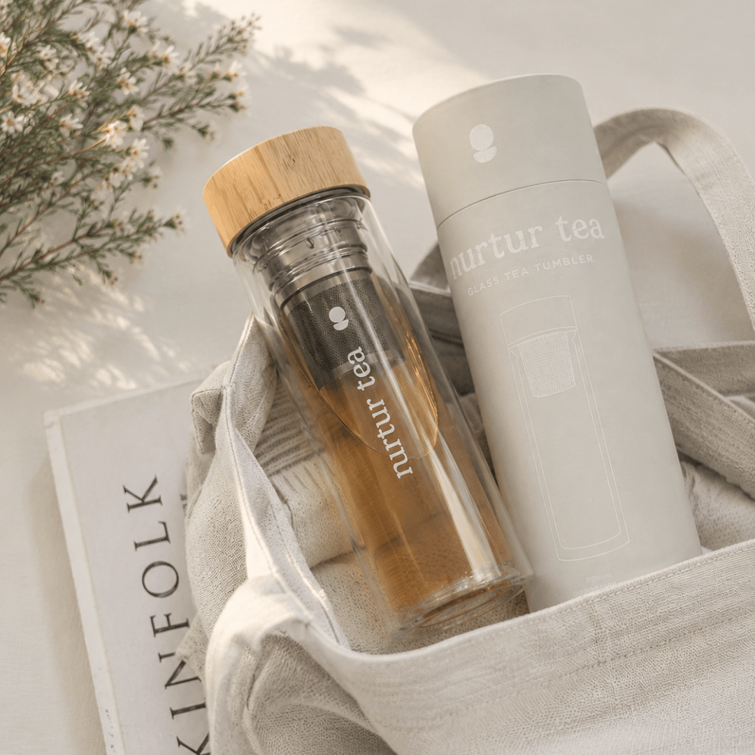 Glass Tea Bottle with Infuser -Nurtur Tea- Nest & Bird