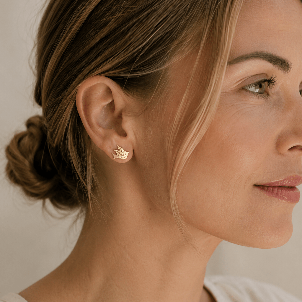 Little Bird Stud Earrings -Nest & Bird- Nest & Bird