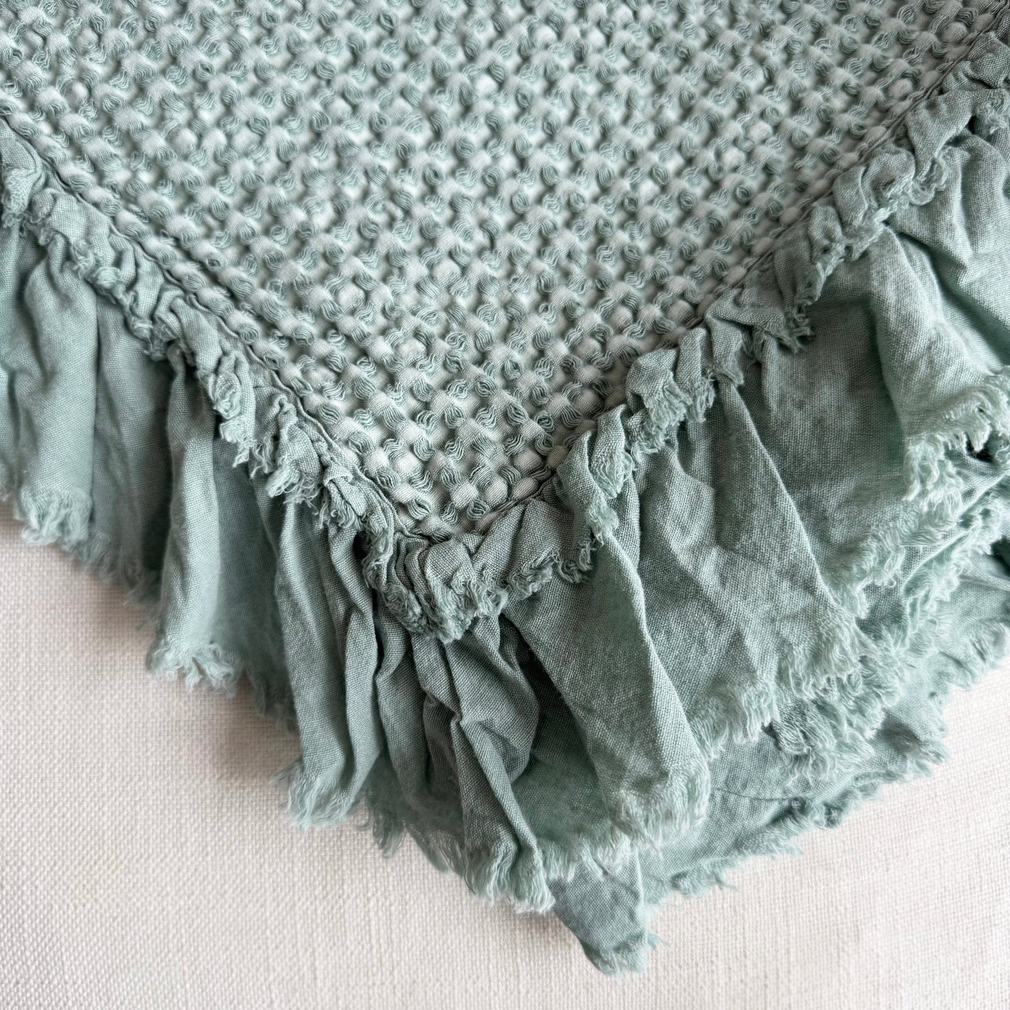 Organic Cotton Waffle Throw - Sea Green - Mama and Tochter - Nest & Bird
