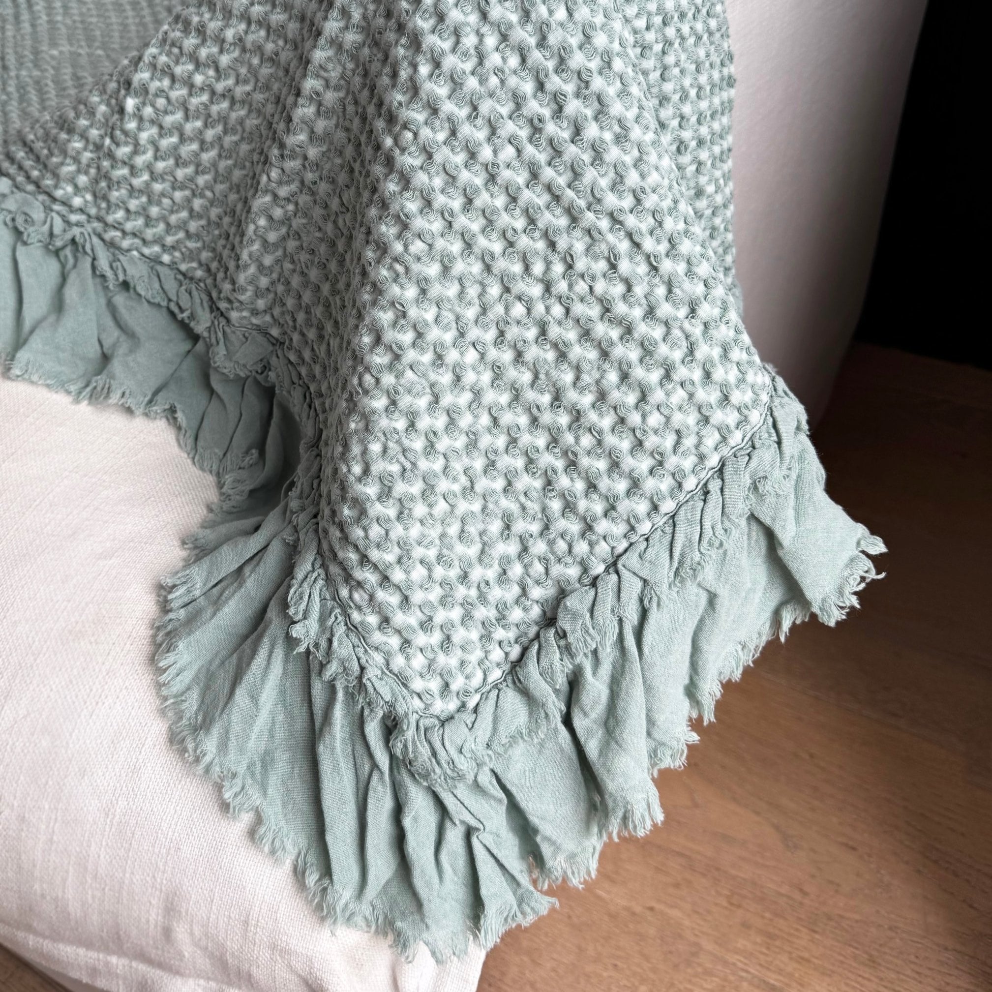 Organic Cotton Waffle Throw - Sea Green - Mama and Tochter - Nest & Bird