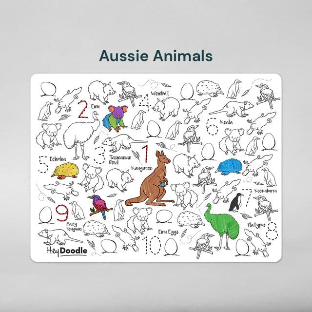 Reusable Silicone Colouring In Mat - Aussie Icons - Nest & Bird - Nest & Bird