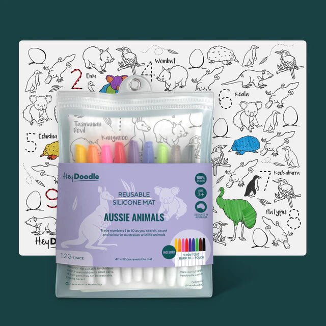 Reusable Silicone Colouring In Mat - Aussie Icons - Nest & Bird - Nest & Bird