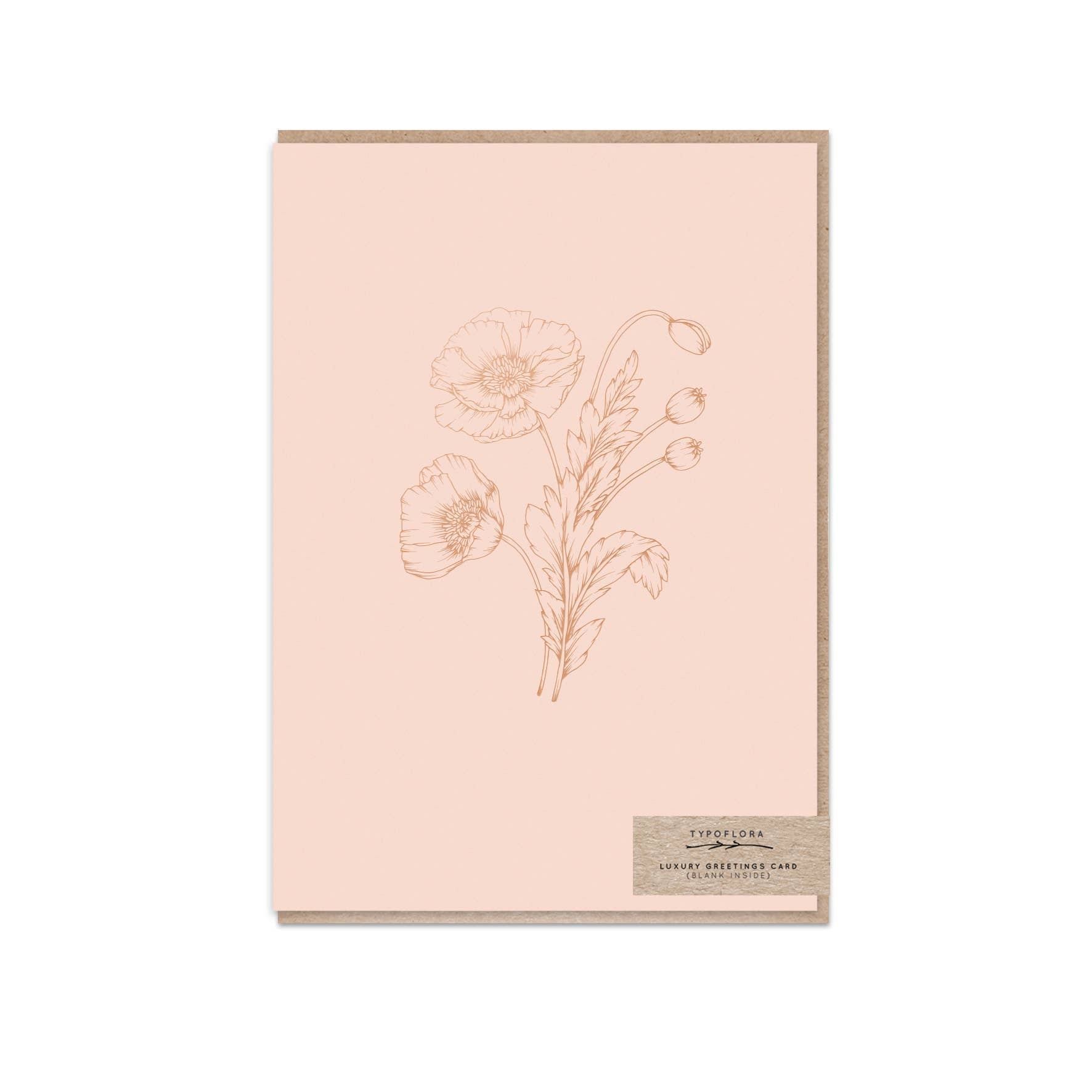 Soft Pink Poppies Card - Typoflora - Nest & Bird