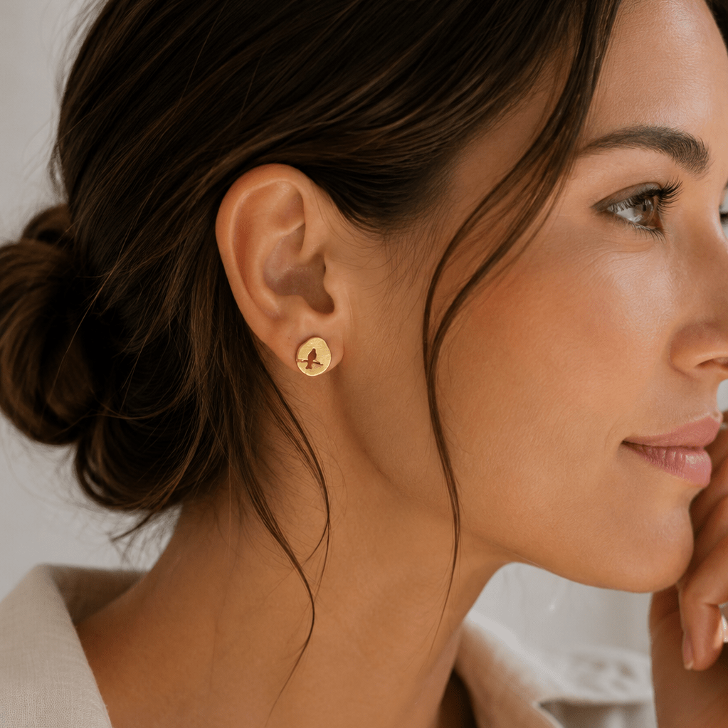 Birdsong Circle Earrings -Nest & Bird- Nest & Bird