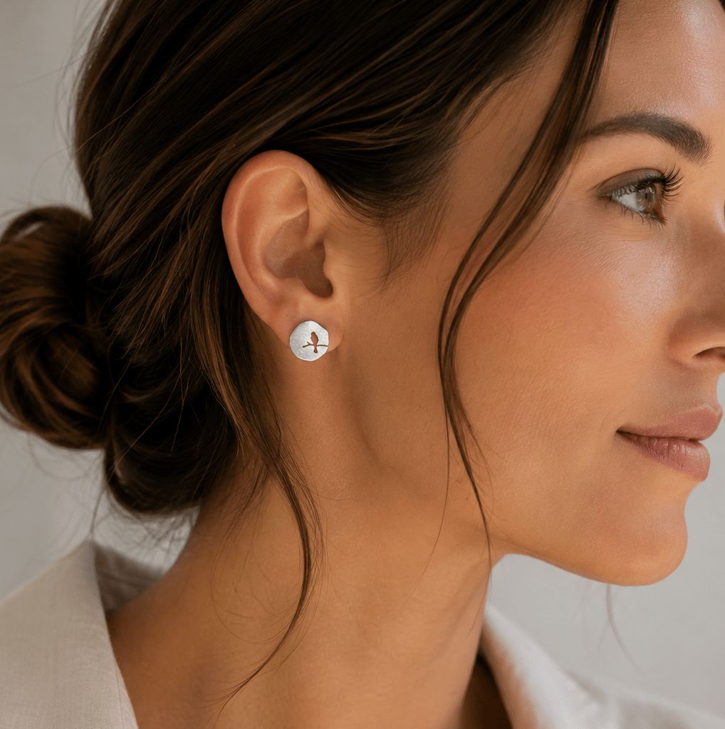 Birdsong Circle Earrings -Nest & Bird- Nest & Bird