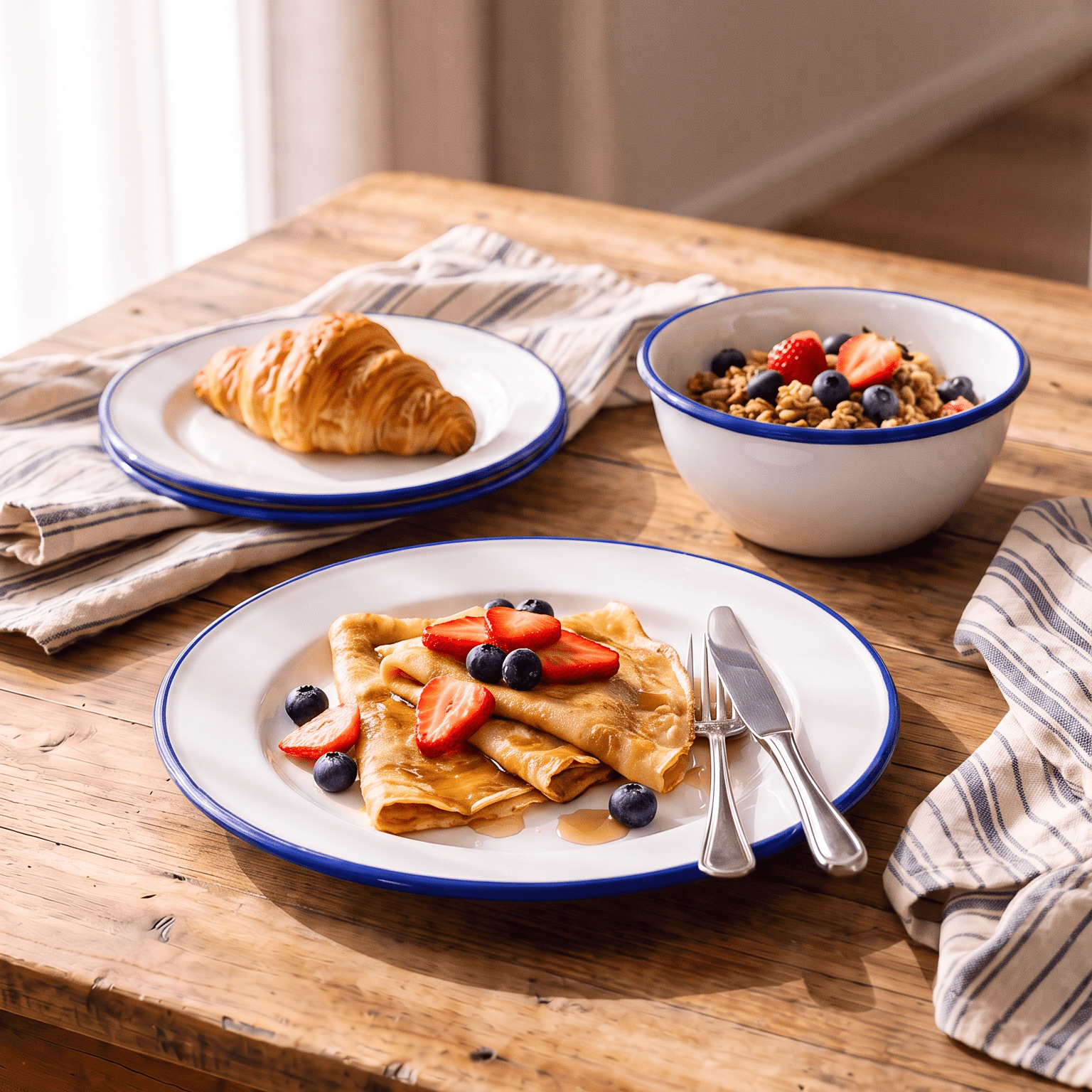 Blue Rim Enamel Dinner Set | 18 Piece -Rinkit Pty Ltd- Nest & Bird