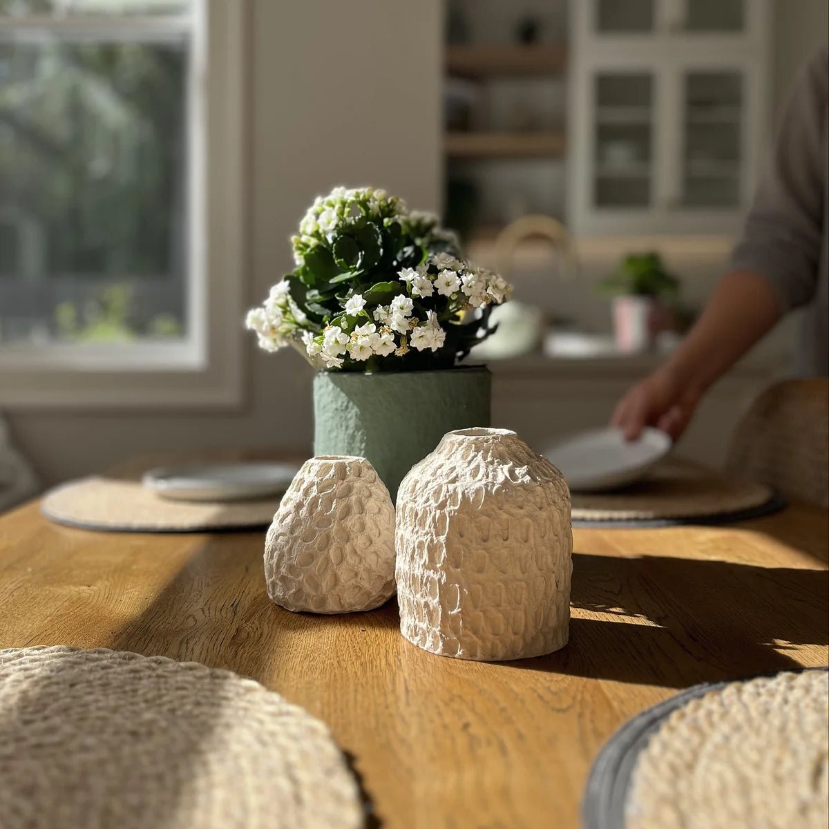Cotton Stone Jar Vase -Matteurs- Nest & Bird