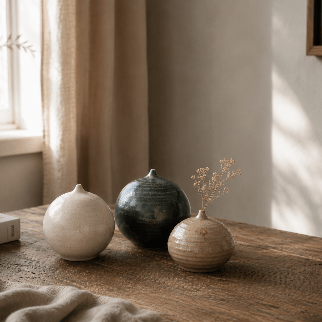 Hand Made Bud Vase Trio -Nest & Bird- Nest & Bird