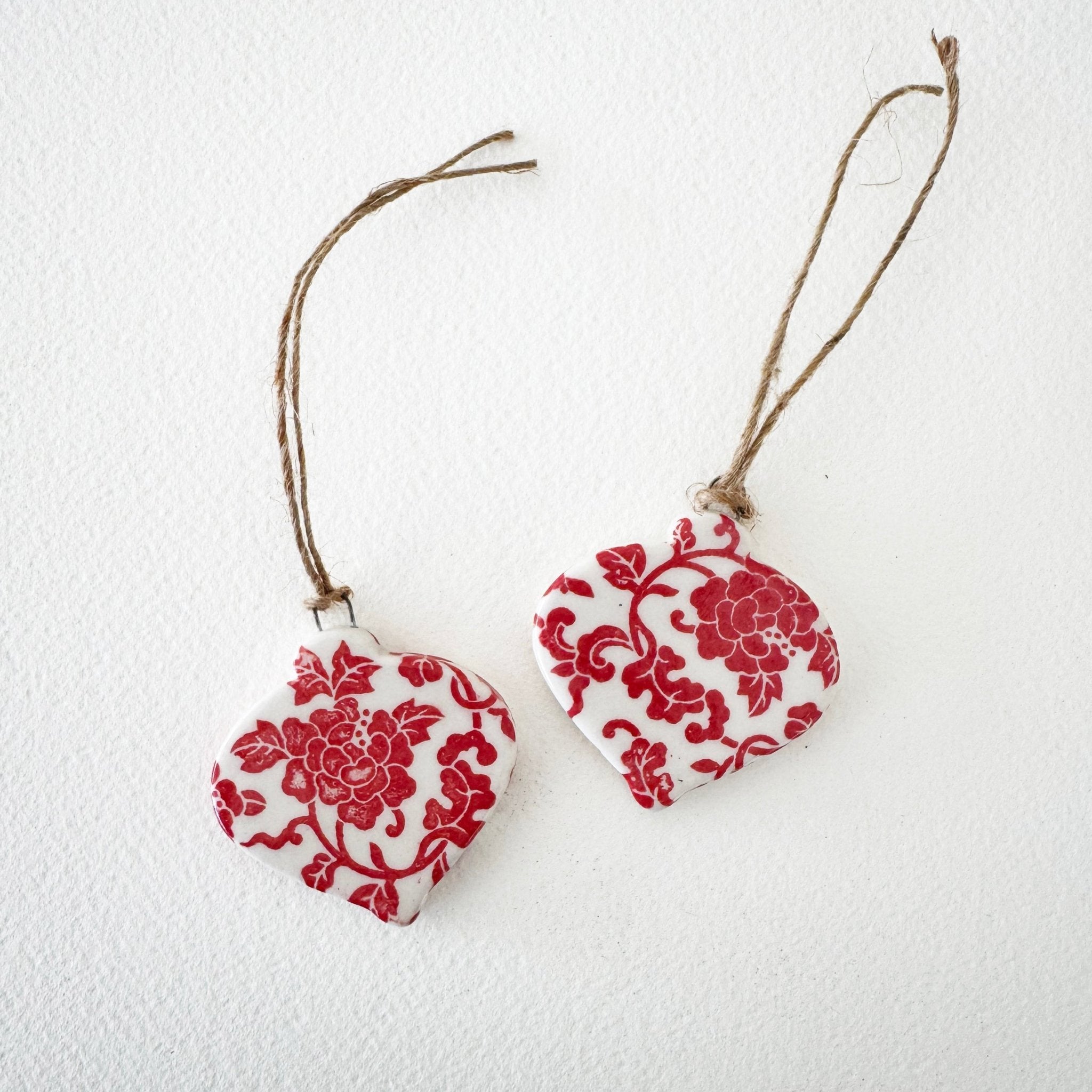 Handmade Bauble Ornament Pair - Carramar Pottery - Nest & Bird