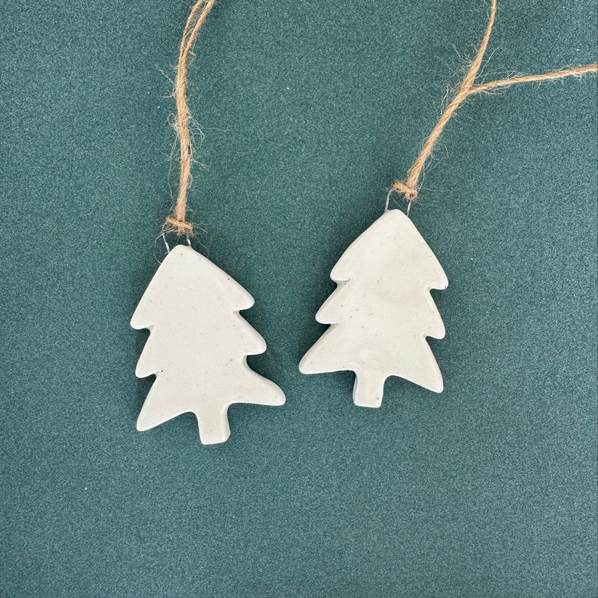 Handmade Christmas Tree Ornament Pair - Carramar Pottery - Nest & Bird