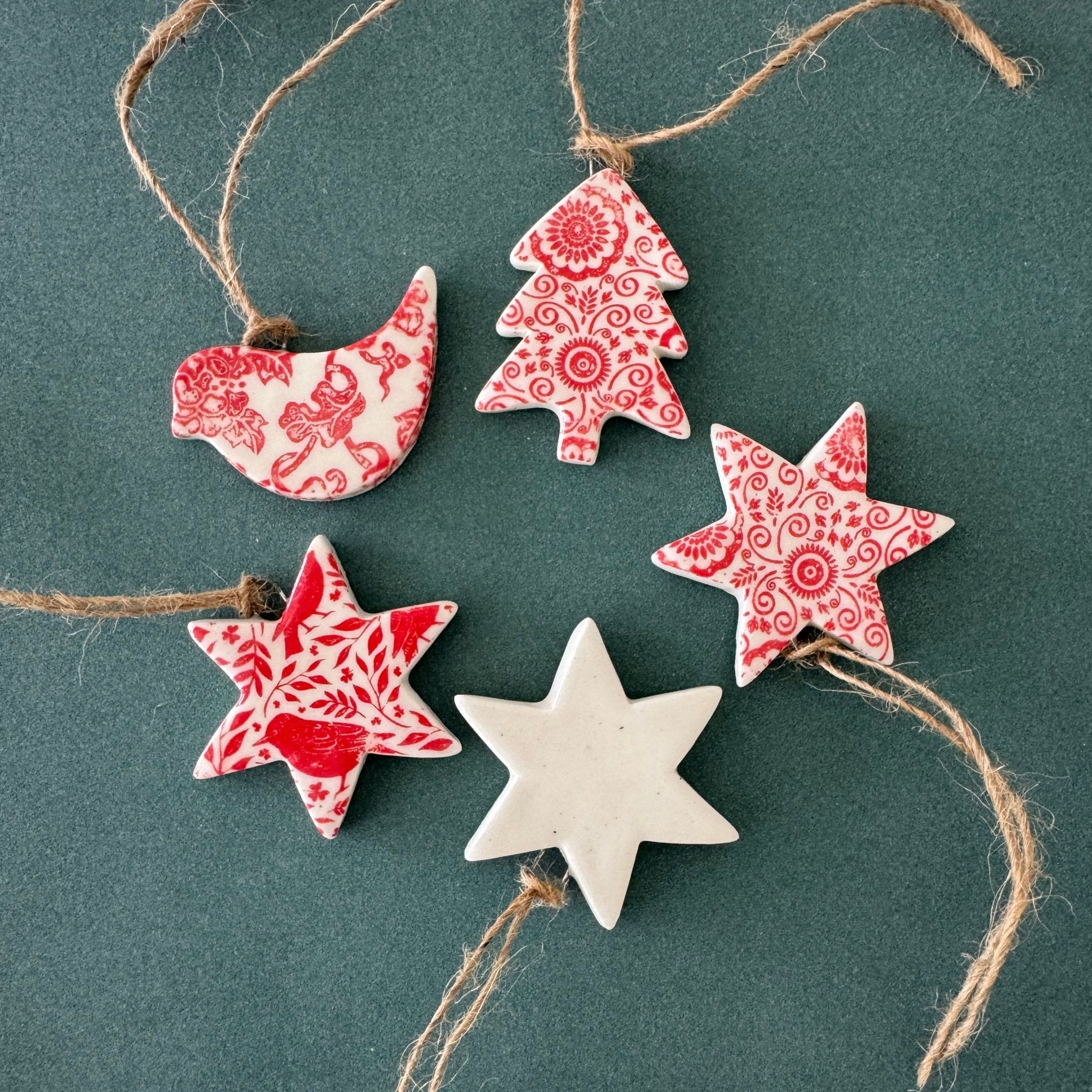 Handmade Ornament Set 3 - Carramar Pottery - Nest & Bird