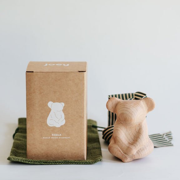 Joey Koala Sculpture | Natural Beech Wood -Nest & Bird- Nest & Bird