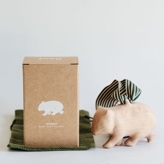 Joey Wombat Sculpture | Natural Beech Wood -Nest & Bird- Nest & Bird