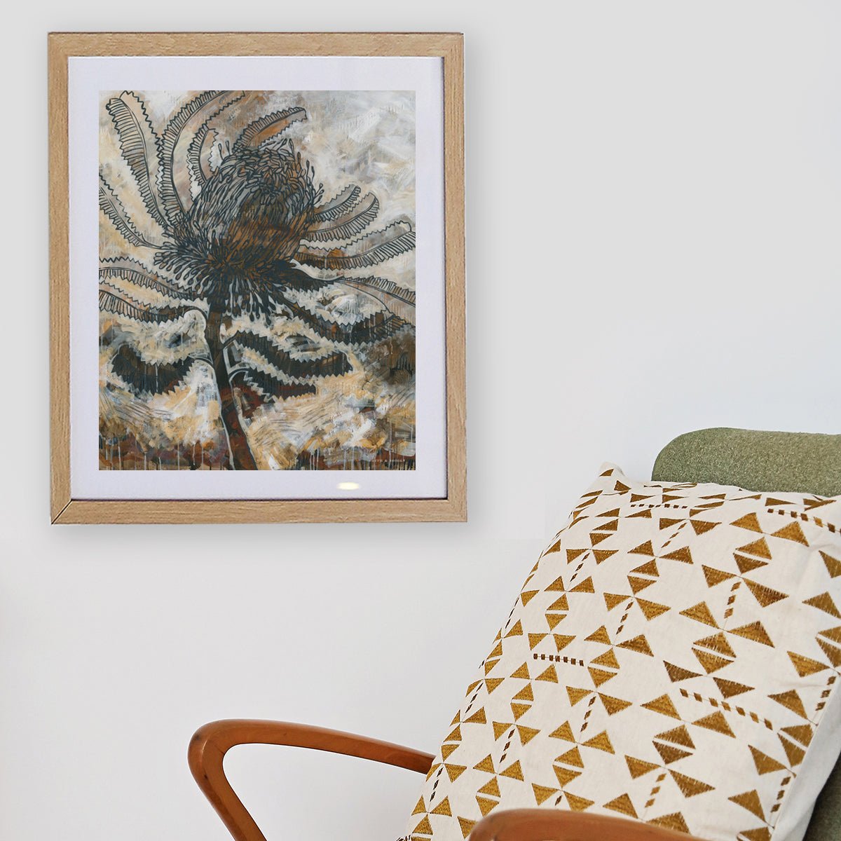 Limited Edition Oak Framed Print Banksia Serrata I -Nest & Bird- Nest & Bird