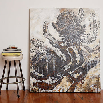 Limited Edition Oak Framed Print Banksia Serrata II -Nest & Bird- Nest & Bird