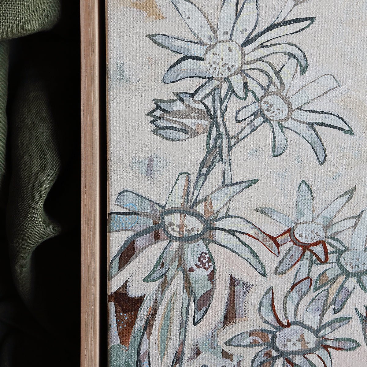 Limited Edition Oak Framed Print Flannel Flower Moment -Nest & Bird- Nest & Bird