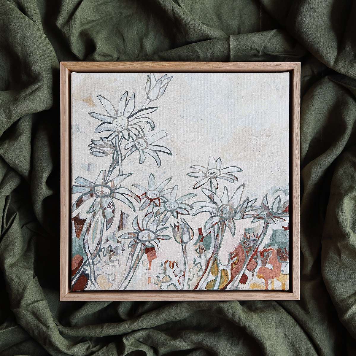 Limited Edition Oak Framed Print Flannel Flower Moment -Nest & Bird- Nest & Bird