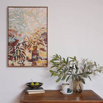 Limited Edition Oak Framed Print Golden Wattle Still II -Nest & Bird- Nest & Bird