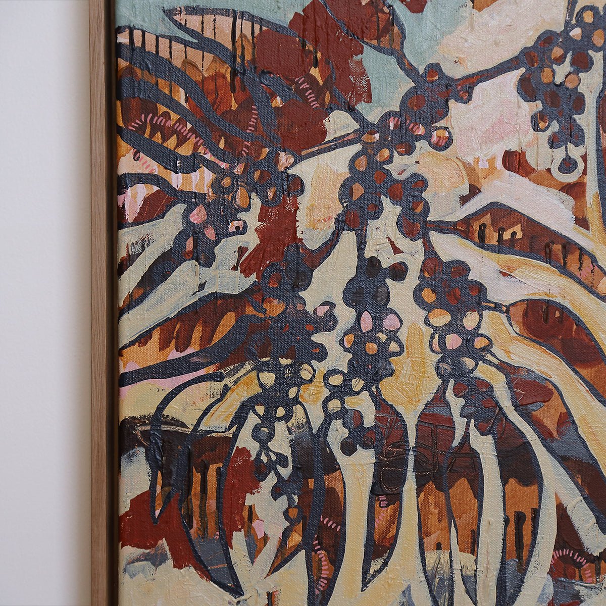 Limited Edition Oak Framed Print Golden Wattle Still II -Nest & Bird- Nest & Bird