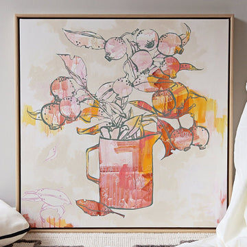 Limited Edition Oak Framed Print Gumnut Posy -Nest & Bird- Nest & Bird
