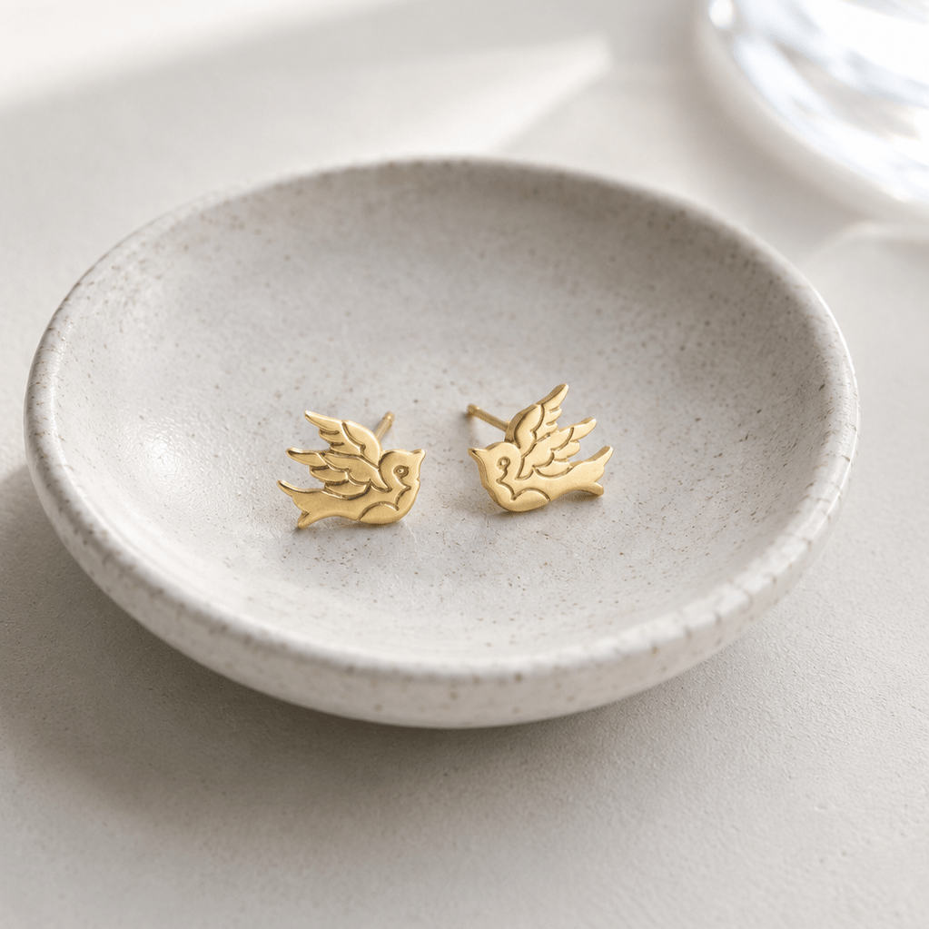 Little Bird Stud Earrings -Nest & Bird- Nest & Bird