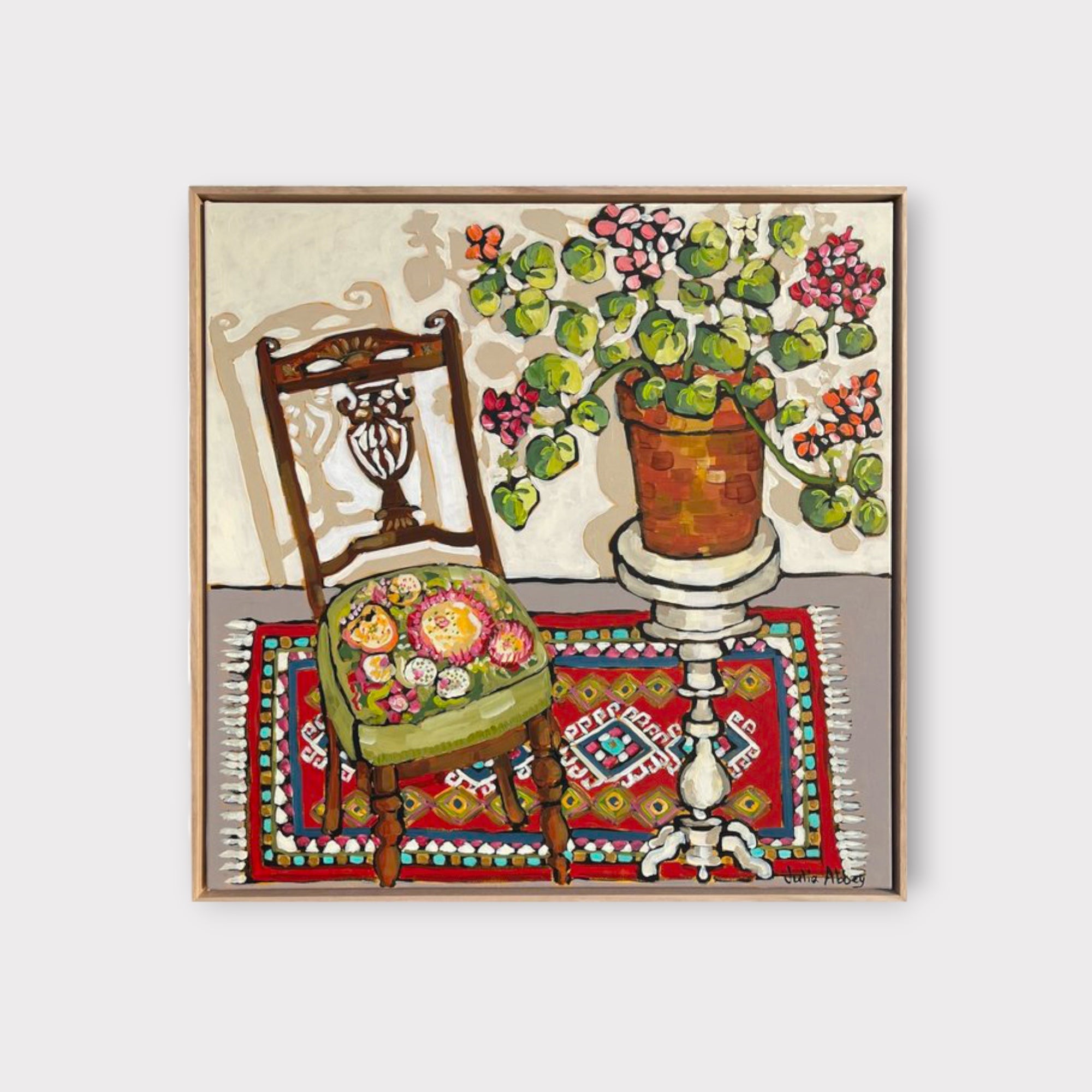 My Potted Geranium - Original Art - Julia Abbey - Nest & Bird