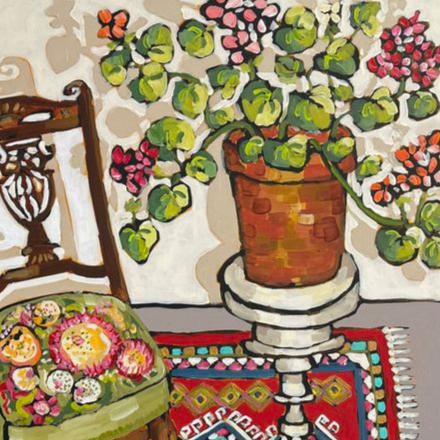 My Potted Geranium - Original Art - Julia Abbey - Nest & Bird