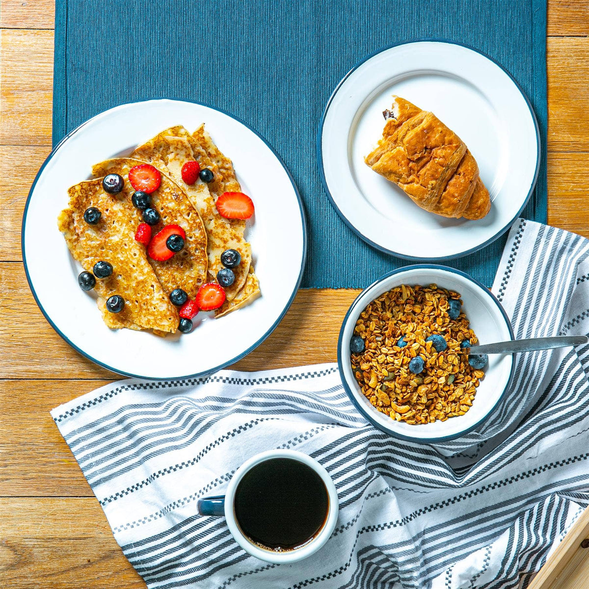 Navy Rim Enamel Bowl - Rinkit Pty Ltd - Nest & Bird