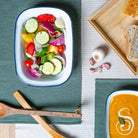Navy Rim Enamel Pie Dish - Rinkit Pty Ltd - Nest & Bird