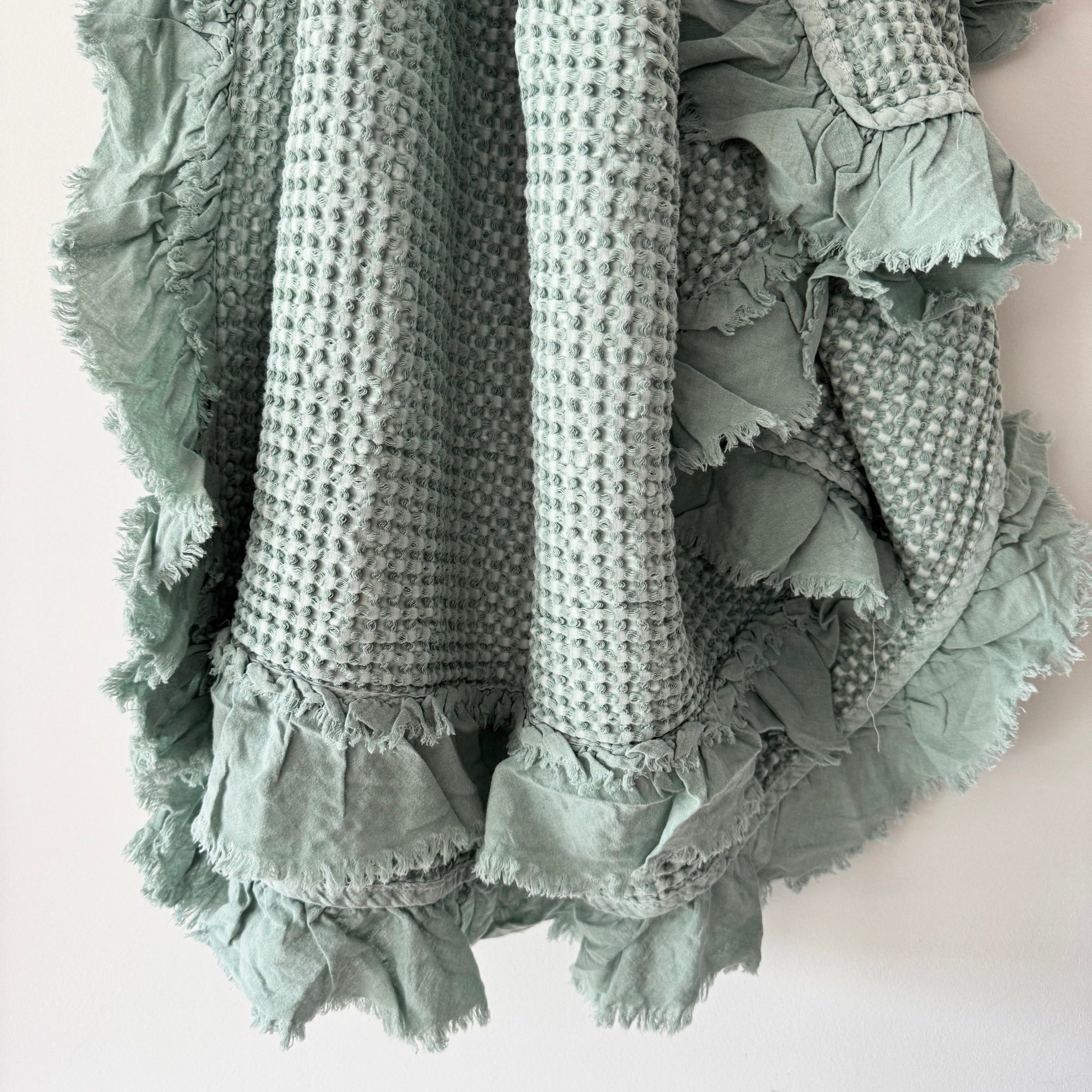 Organic Cotton Waffle Throw - Sea Green - Mama and Tochter - Nest & Bird