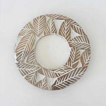 Round Carved Leaf Frame - Nest and Bird - Nest & Bird