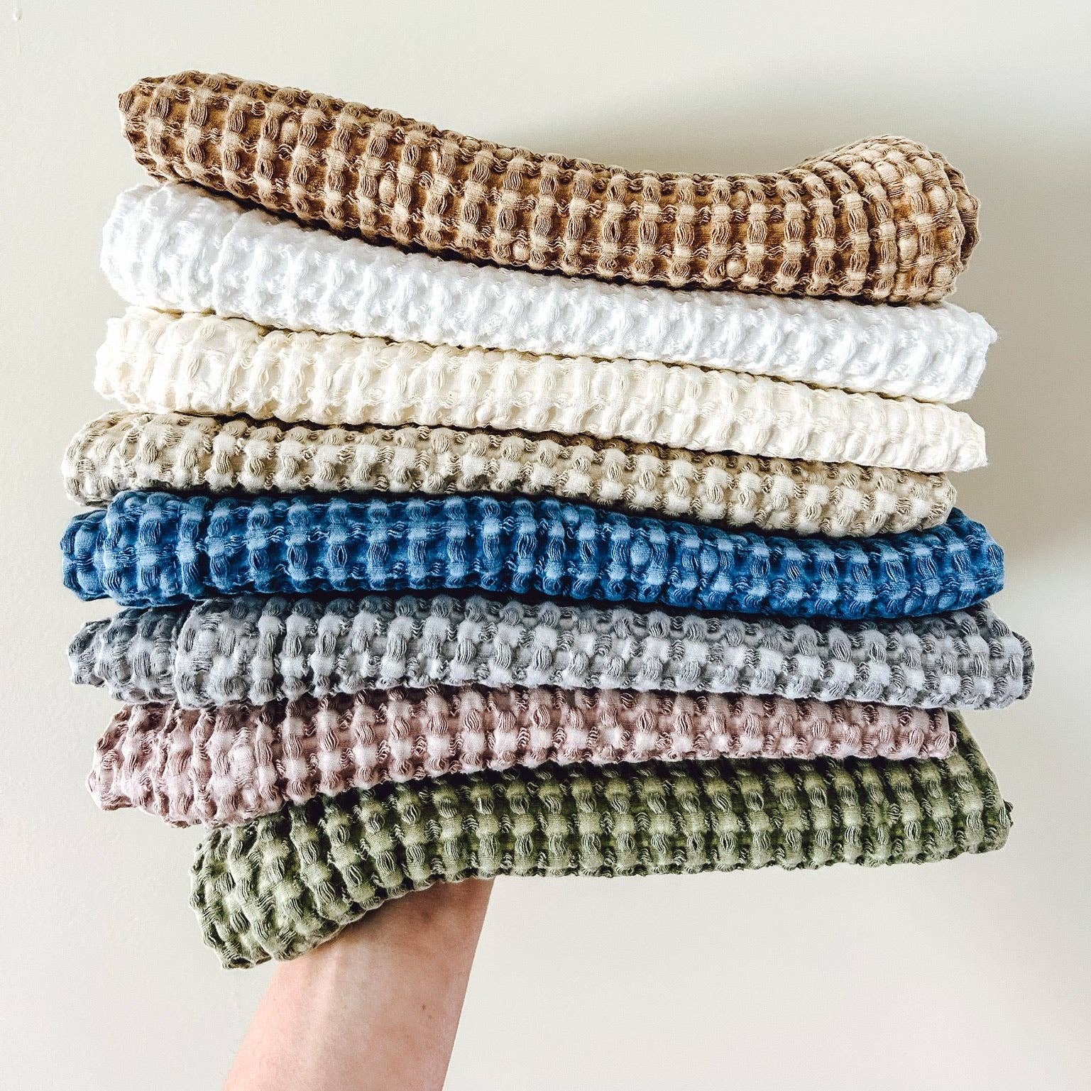 Rustic Waffle Hand Towel - Blue - Mama and Tochter - Nest & Bird