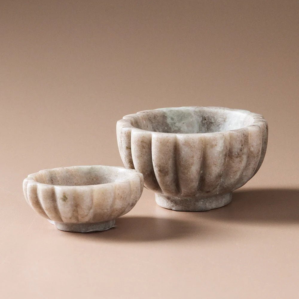 Scalloped Marble Bowl Set - Indigo Love Collectors - Nest & Bird