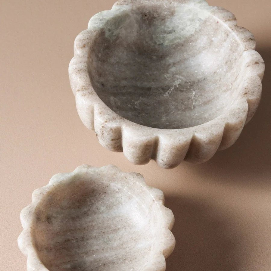 Scalloped Marble Bowl Set - Indigo Love Collectors - Nest & Bird