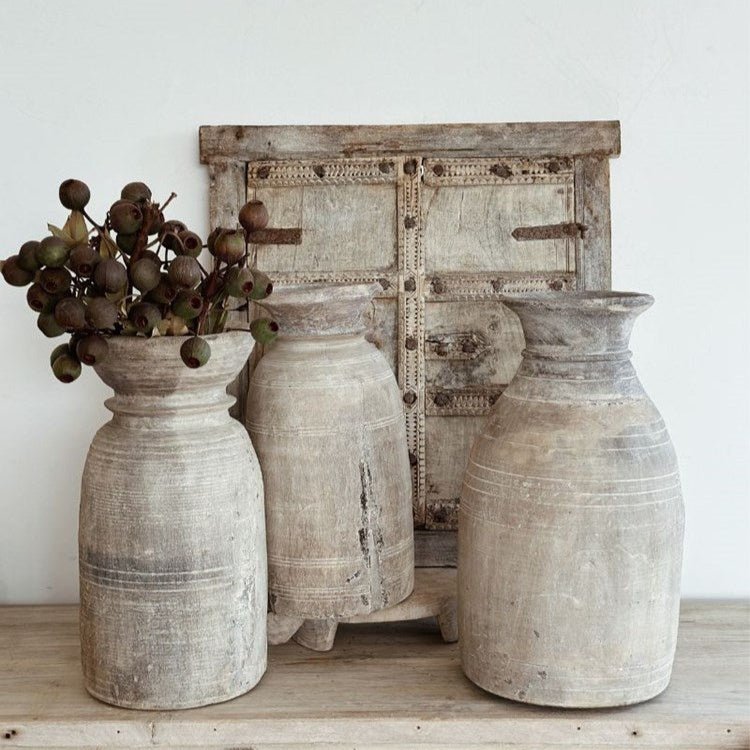 Vintage Indian Pot Tall - Nest and Bird - Nest & Bird