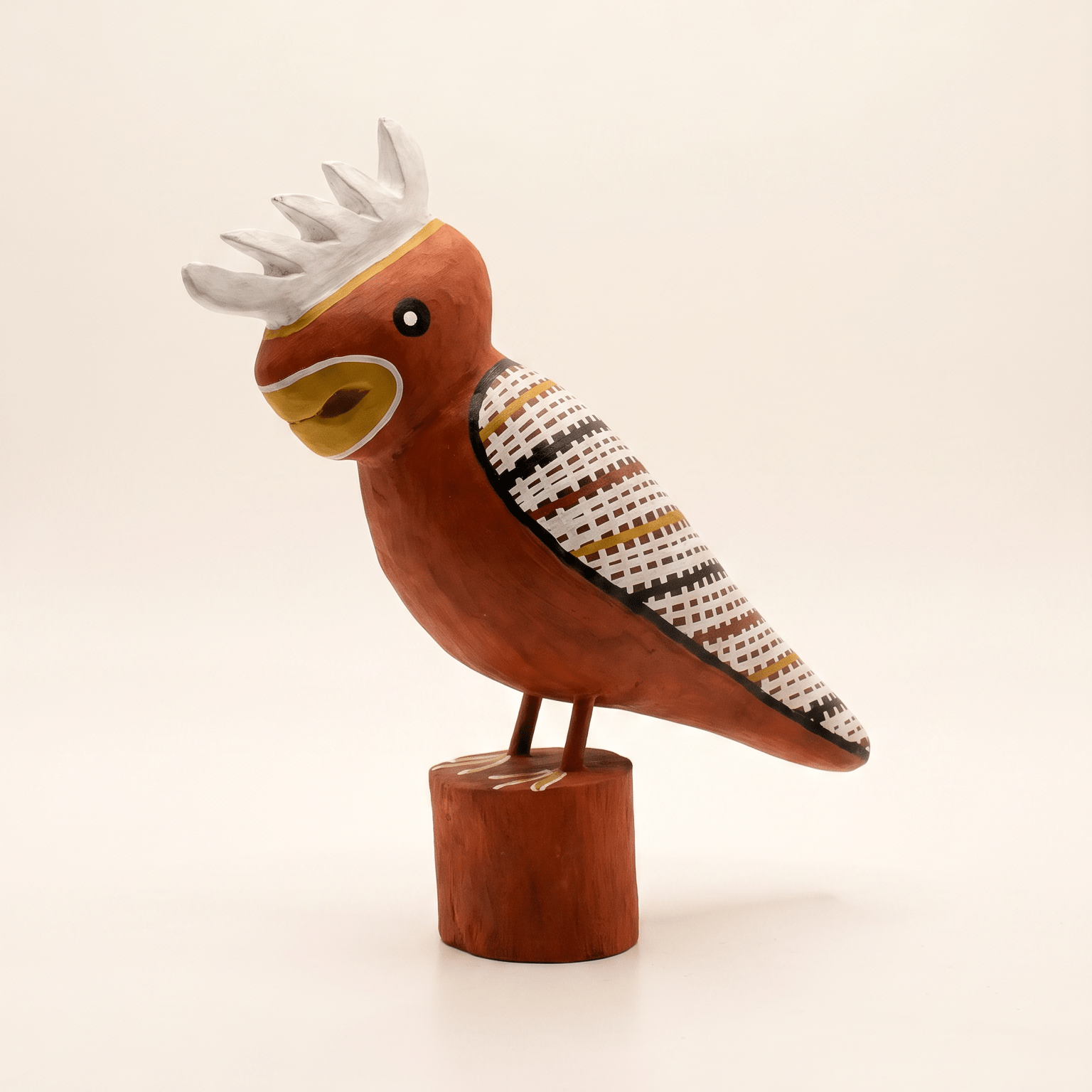 White Cockatoo Sculpture - Original Art - Elah Yunupingu & Barbara Wanambi - Nest & Bird