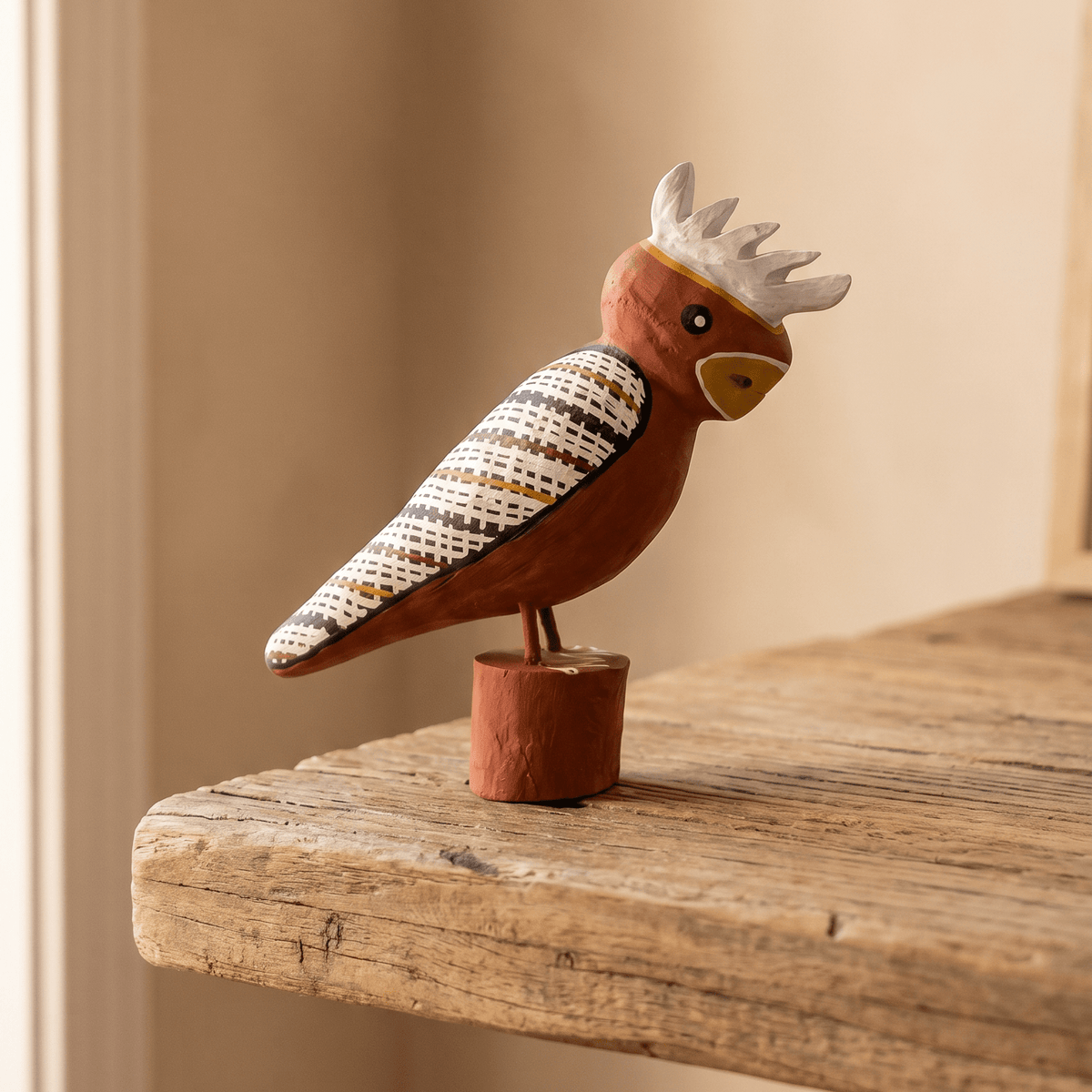 White Cockatoo Sculpture - Original Art - Elah Yunupingu & Barbara Wanambi - Nest & Bird