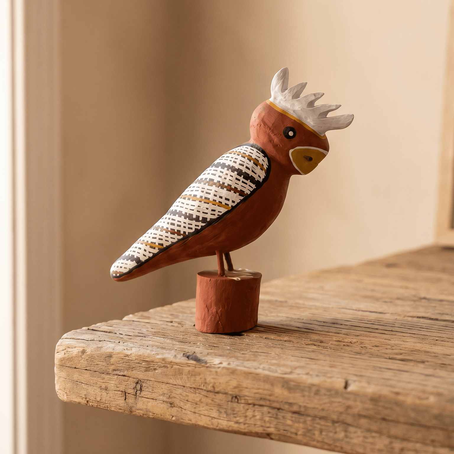 White Cockatoo Sculpture - Original Art - Elah Yunupingu & Barbara Wanambi - Nest & Bird