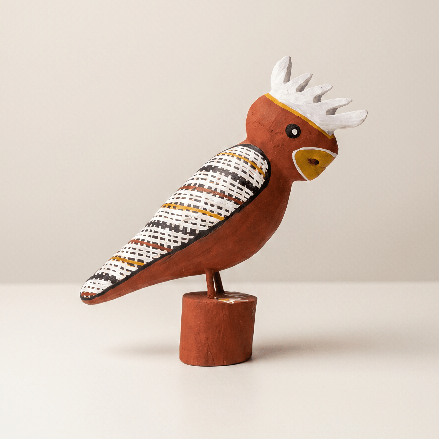 White Cockatoo Sculpture - Original Art - Elah Yunupingu & Barbara Wanambi - Nest & Bird