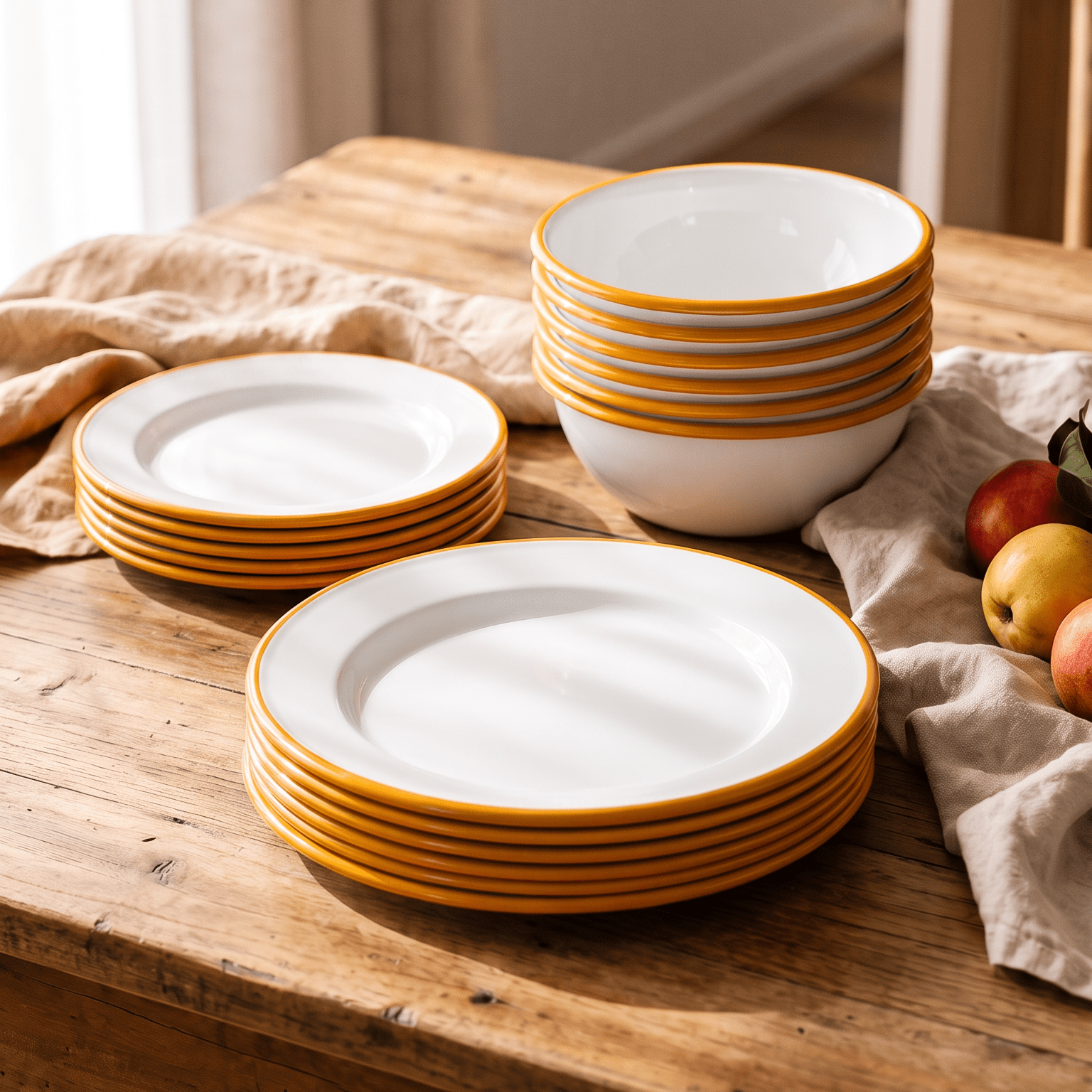 Yellow Rim Enamel Dining Set | 18 Piece -Rinkit Pty Ltd- Nest & Bird